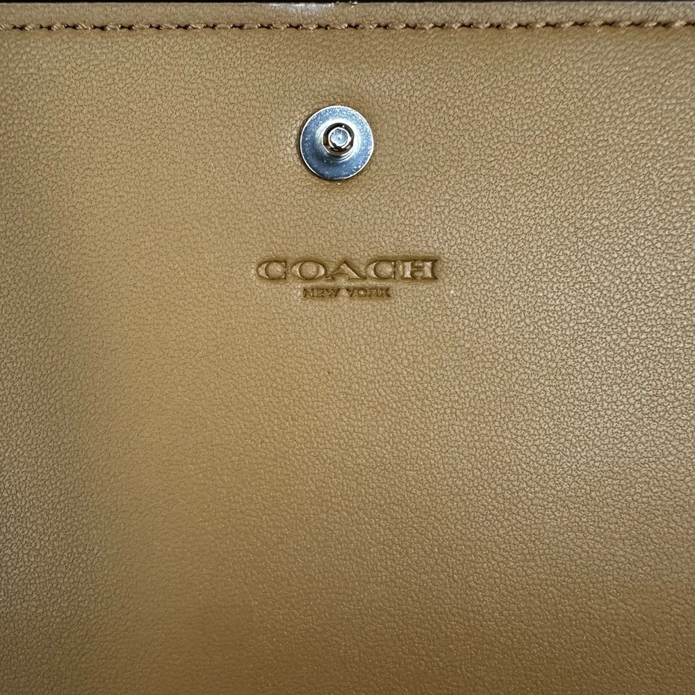 Coach Slim Trifold Wallet Sandy Beige Chalk Colorblock Pebble Leather - Picture 6 of 8